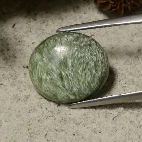 5.77캐럿 천연 그린 세라피나이트, 타원형 컷, 14.4×12.9 mm, 불투명체