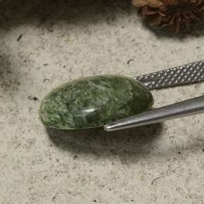 5.77캐럿 천연 그린 세라피나이트, 타원형 컷, 14.4×12.9 mm, 불투명체