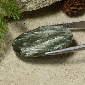 29.53캐럿 천연 그린 세라피나이트, 타원형 컷, 34.2×24.7 mm, 불투명체