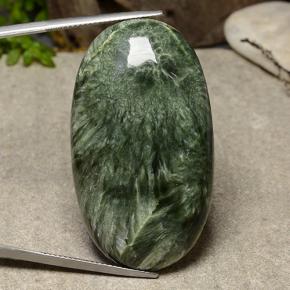 56.57캐럿 천연 여러 가지 빛깔의 녹색 세라피나이트, 타원형 컷, 42.9×24.4 mm, 불투명체