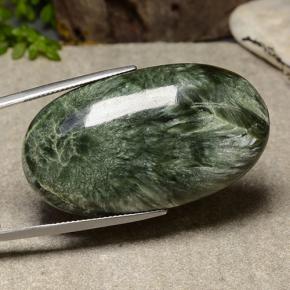 56.57캐럿 천연 여러 가지 빛깔의 녹색 세라피나이트, 타원형 컷, 42.9×24.4 mm, 불투명체