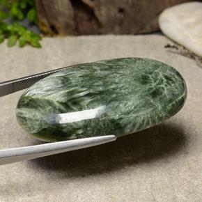 56.57캐럿 천연 여러 가지 빛깔의 녹색 세라피나이트, 타원형 컷, 42.9×24.4 mm, 불투명체