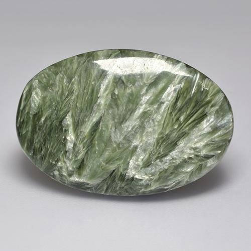 32.94캐럿 천연 여러 가지 빛깔의 녹색 세라피나이트, 타원형 컷, 34.3×23.3 mm, 불투명체