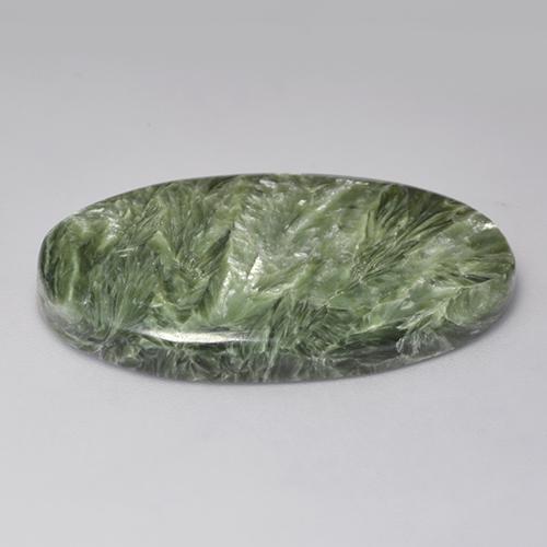 32.94캐럿 천연 여러 가지 빛깔의 녹색 세라피나이트, 타원형 컷, 34.3×23.3 mm, 불투명체