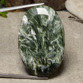 39.09캐럿 천연 그린 세라피나이트, 타원형 컷, 36.1×23.7 mm, 불투명체