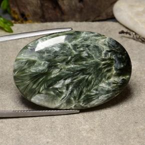 39.09캐럿 천연 그린 세라피나이트, 타원형 컷, 36.1×23.7 mm, 불투명체
