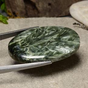 39.09캐럿 천연 그린 세라피나이트, 타원형 컷, 36.1×23.7 mm, 불투명체