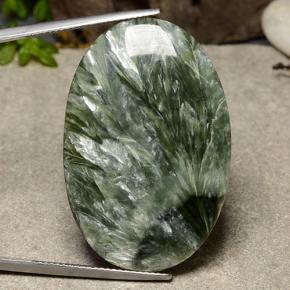 38.12캐럿 천연 그린 세라피나이트, 타원형 컷, 36.6×24.3 mm, 불투명체
