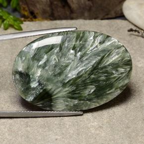 38.12캐럿 천연 그린 세라피나이트, 타원형 컷, 36.6×24.3 mm, 불투명체