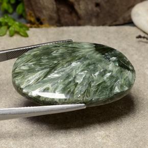 38.12캐럿 천연 그린 세라피나이트, 타원형 컷, 36.6×24.3 mm, 불투명체