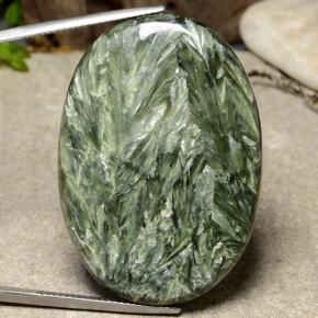 51.64캐럿 천연 그린 세라피나이트, 타원형 컷, 40.5×28.6 mm, 불투명체