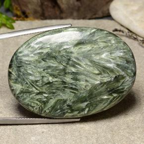 51.64캐럿 천연 그린 세라피나이트, 타원형 컷, 40.5×28.6 mm, 불투명체