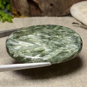 51.64캐럿 천연 그린 세라피나이트, 타원형 컷, 40.5×28.6 mm, 불투명체