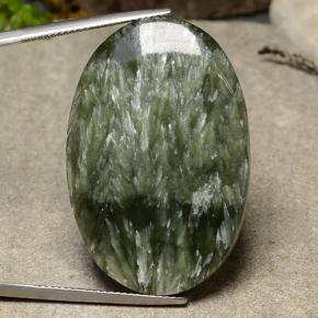 39.98캐럿 천연 미디엄 그린 세라피나이트, 타원형 컷, 36.5×24.3 mm, 불투명체
