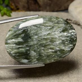 39.98캐럿 천연 미디엄 그린 세라피나이트, 타원형 컷, 36.5×24.3 mm, 불투명체