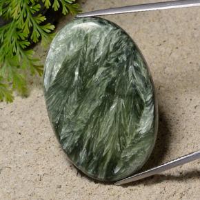 42.15캐럿 천연 그린 세라피나이트, 타원형 컷, 39.3×26.2 mm, 불투명체