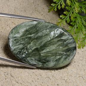 42.15캐럿 천연 그린 세라피나이트, 타원형 컷, 39.3×26.2 mm, 불투명체