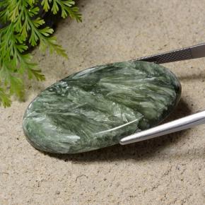 42.15캐럿 천연 그린 세라피나이트, 타원형 컷, 39.3×26.2 mm, 불투명체