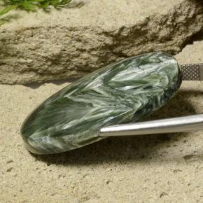32.78캐럿 천연 미디엄 그린 세라피나이트, 타원형 컷, 34.3×21.4 mm, 불투명체