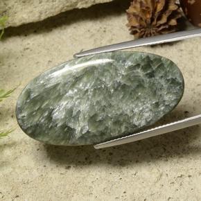 23.88캐럿 천연 미디엄 그린 세라피나이트, 타원형 컷, 36.5×18.7 mm, 불투명체