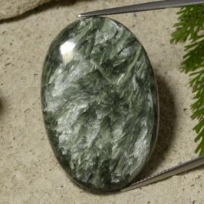 55.28캐럿 천연 그린 세라피나이트, 타원형 컷, 38×25.7 mm, 불투명체