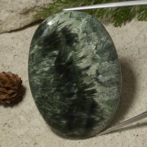 78.68캐럿 천연 여러 가지 빛깔의 녹색 세라피나이트, 타원형 컷, 49.5×35.2 mm, 불투명체