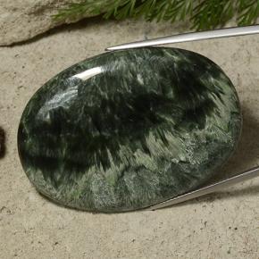 78.68캐럿 천연 여러 가지 빛깔의 녹색 세라피나이트, 타원형 컷, 49.5×35.2 mm, 불투명체