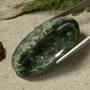 78.68캐럿 천연 여러 가지 빛깔의 녹색 세라피나이트, 타원형 컷, 49.5×35.2 mm, 불투명체