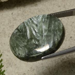 21.55캐럿 천연 그린 세라피나이트, 타원형 컷, 24.2×19.4 mm, 불투명체