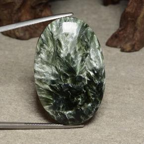 46.22캐럿 천연 그린 세라피나이트, 타원형 컷, 36.6×24 mm, 불투명체