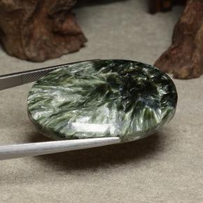 46.22캐럿 천연 그린 세라피나이트, 타원형 컷, 36.6×24 mm, 불투명체