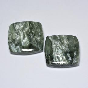 23.85캐럿 천연 그린 세라피나이트 보석, 쿠션 컷, 17.2×17.1 mm, 불투명체