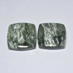23.85캐럿 천연 그린 세라피나이트 보석, 쿠션 컷, 17.2×17.1 mm, 불투명체
