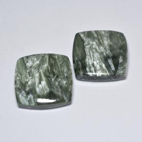 23.85캐럿 천연 그린 세라피나이트 보석, 쿠션 컷, 17.2×17.1 mm, 불투명체