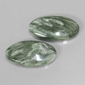 15.29캐럿 천연 흙빛 녹색 세라피나이트 보석, 타원형 컷, 21.4×11.1 mm, 불투명체