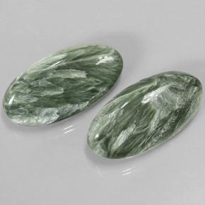 15.29캐럿 천연 흙빛 녹색 세라피나이트 보석, 타원형 컷, 21.4×11.1 mm, 불투명체