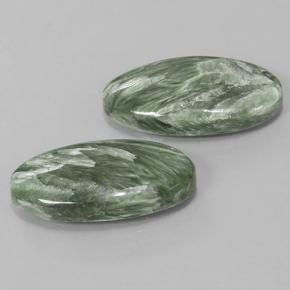 15.29캐럿 천연 흙빛 녹색 세라피나이트 보석, 타원형 컷, 21.4×11.1 mm, 불투명체