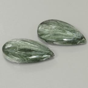 20.02캐럿 천연 그린 세라피나이트 보석, 배 모양, 25.6×15 mm, 불투명체