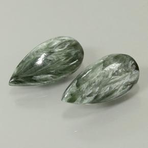 14.68캐럿 천연 미디엄 그린 세라피나이트 보석, 배 모양, 22.1×11.2 mm, 불투명체