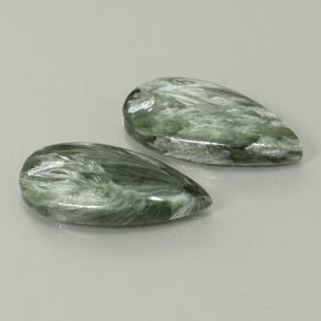 14.68캐럿 천연 미디엄 그린 세라피나이트 보석, 배 모양, 22.1×11.2 mm, 불투명체