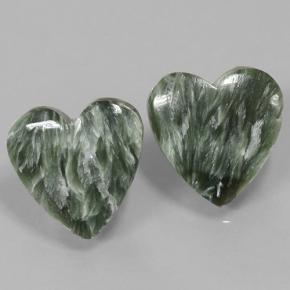 14.61캐럿 천연 그린 세라피나이트 보석, 하트 모양, 15.8×15.6 mm, 불투명체
