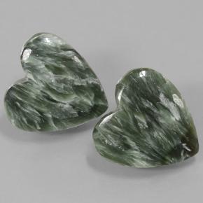 14.61캐럿 천연 그린 세라피나이트 보석, 하트 모양, 15.8×15.6 mm, 불투명체