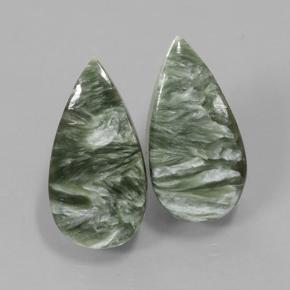 11.29캐럿 천연 미디엄 그린 세라피나이트 보석, 배 모양, 20×10.2 mm, 불투명체