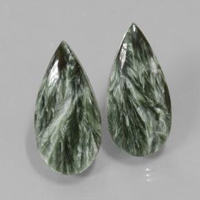 21.34캐럿 천연 그린 세라피나이트 보석, 배 모양, 25.8×12.6 mm, 불투명체