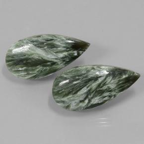 21.34캐럿 천연 그린 세라피나이트 보석, 배 모양, 25.8×12.6 mm, 불투명체