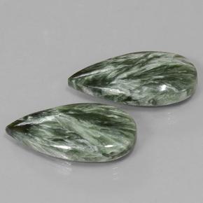 21.34캐럿 천연 그린 세라피나이트 보석, 배 모양, 25.8×12.6 mm, 불투명체