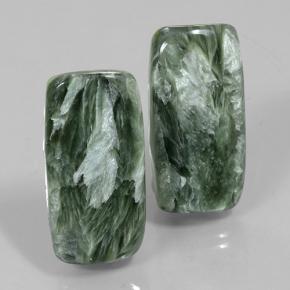 18.35캐럿 천연 미디엄 그린 세라피나이트 보석, 쿠션 컷, 21.8×11.2 mm, 불투명체