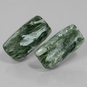 18.35캐럿 천연 미디엄 그린 세라피나이트 보석, 쿠션 컷, 21.8×11.2 mm, 불투명체