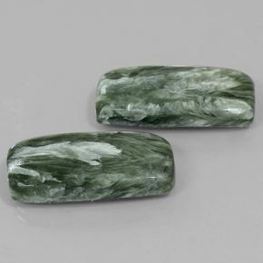 18.35캐럿 천연 미디엄 그린 세라피나이트 보석, 쿠션 컷, 21.8×11.2 mm, 불투명체