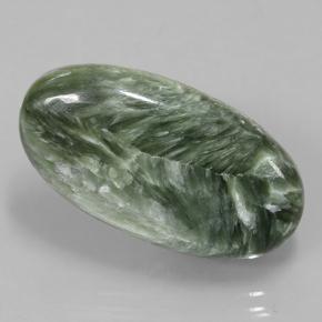 8.81캐럿 천연 그린 세라피나이트, 타원형 컷, 22.4×11.8 mm, 불투명체